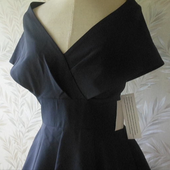 Aidan Mattox Shawl Neckline Peplum Navy Long Formal Dress Size 4 NWT MSRP $395 - Picture 6 of 14